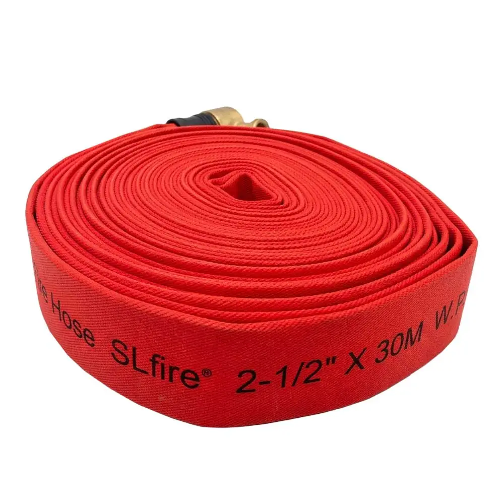 สายดับเพลิงผ้าใบสีแดง 2.5″x30m. พร้อมข้อต่อทองเหลือง 2.5″ - Image 3