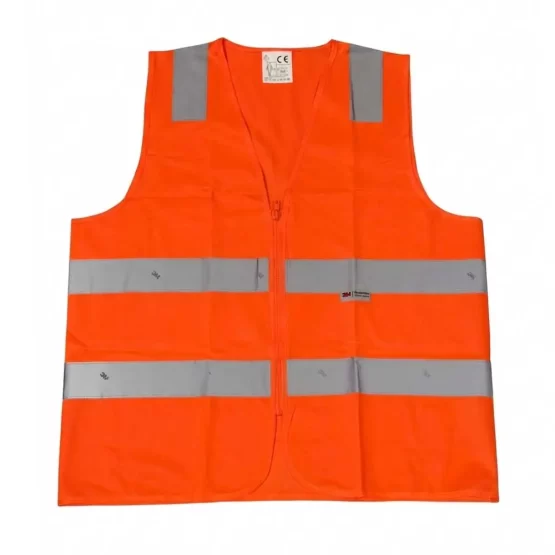 เสื้อกั๊กสะท้อนแสงสีส้ม แถบสะท้อนแสง 3M
