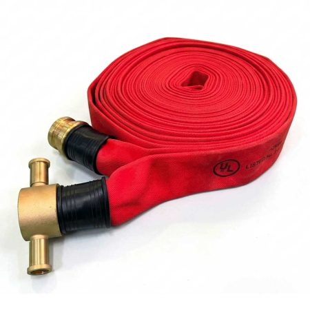 สายดับเพลิงผ้าใบสีแดง 2.5″x30m. พร้อมข้อต่อทองเหลือง 2.5″