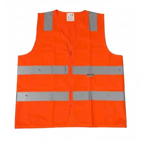เสื้อกั๊กสะท้อนแสงสีส้ม แถบสะท้อนแสง 3M