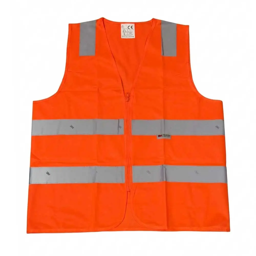 เสื้อกั๊กสะท้อนแสงสีส้ม แถบสะท้อนแสง 3M